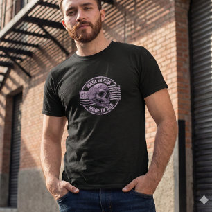 T-shirt Chemise homme crâne violet en détresse Made in USA