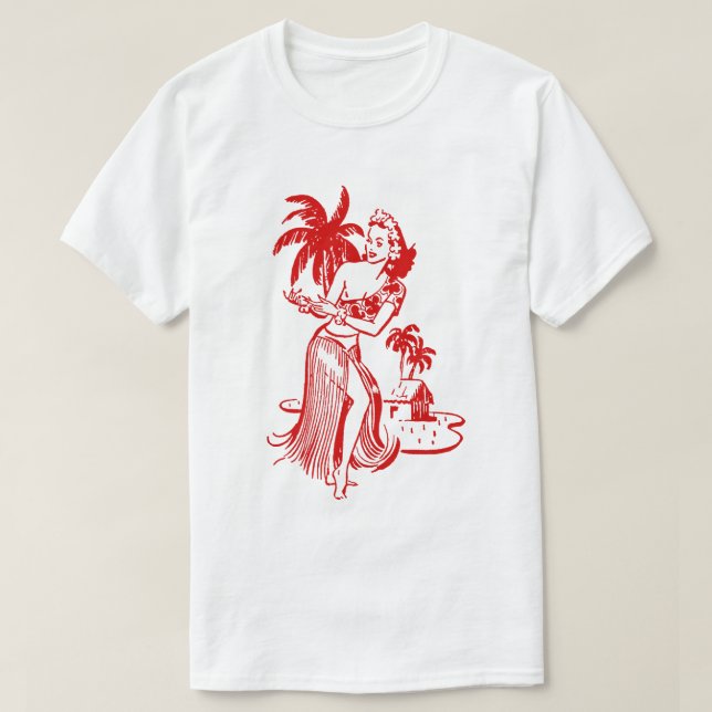 T-shirt Chemise Hula Fille Rouge (Design devant)