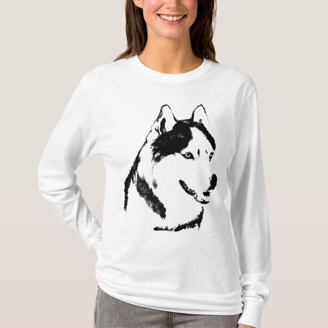 T-shirt Chemise Husky Femme à manches longues traîneau à c (Devant)