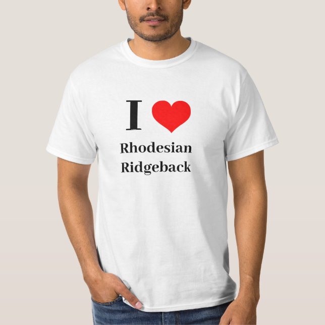 T-shirt Chemise - I Heart Rhodesian Ridgeback (Devant)