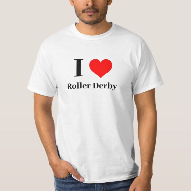 T-shirt Chemise - I Heart Roller Derby (Devant)