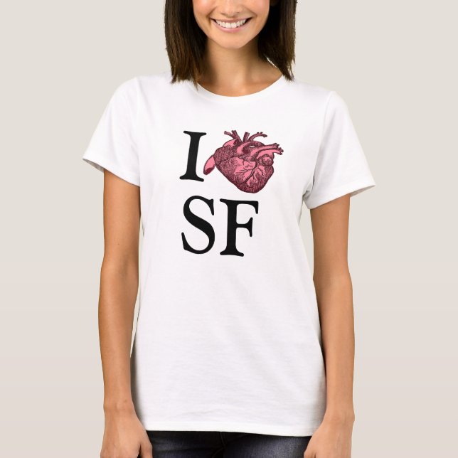 T-shirt Chemise I Love SF au coeur anatomique correct (Devant)