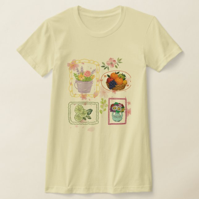 T-shirt Chemise illustrée de fruits floraux |  (Poser)