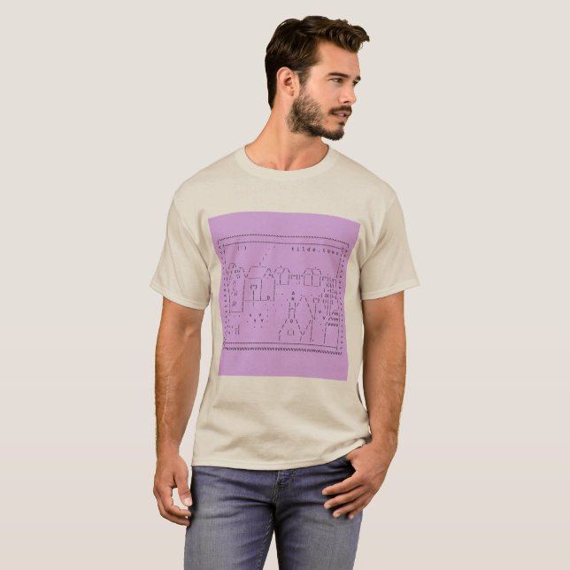 T-shirt chemise inconvenable d'art de tilde.town ASCII (Devant entier)