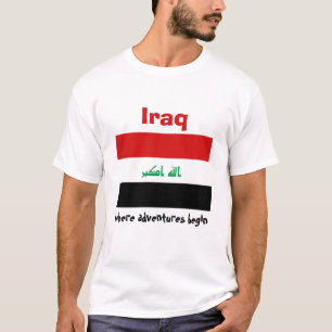 T-shirt Chemise Irak drapeau + carte + texte
