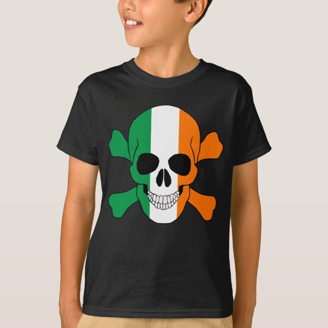 T-shirt Chemise Irlandaise Drapeau Crâne Et Crossbones (Devant)