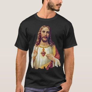 T-shirt Chemise Jésus Sacré-Cœur Signe de Paix Portrait