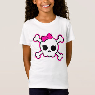 T-Shirt Chemise jeunesse Crâne noir et rose