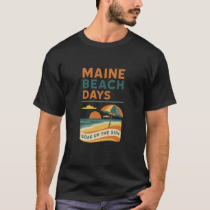 T-shirt Chemise Jours de Plage Maine Océan Coucher de Sole
