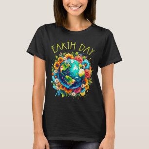 T-shirt Chemise Joyeuse Journée de la Terre Terre Mignonne
