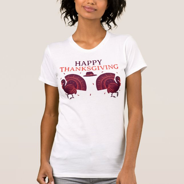 T-shirt Chemise Joyeux Thanksgiving Gobble Gobble (Devant)