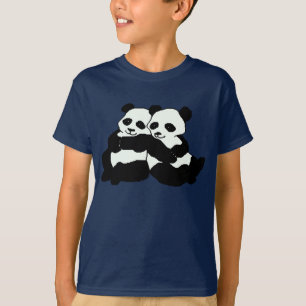 T-shirt Chemise jumelle d'enfants d'ours panda