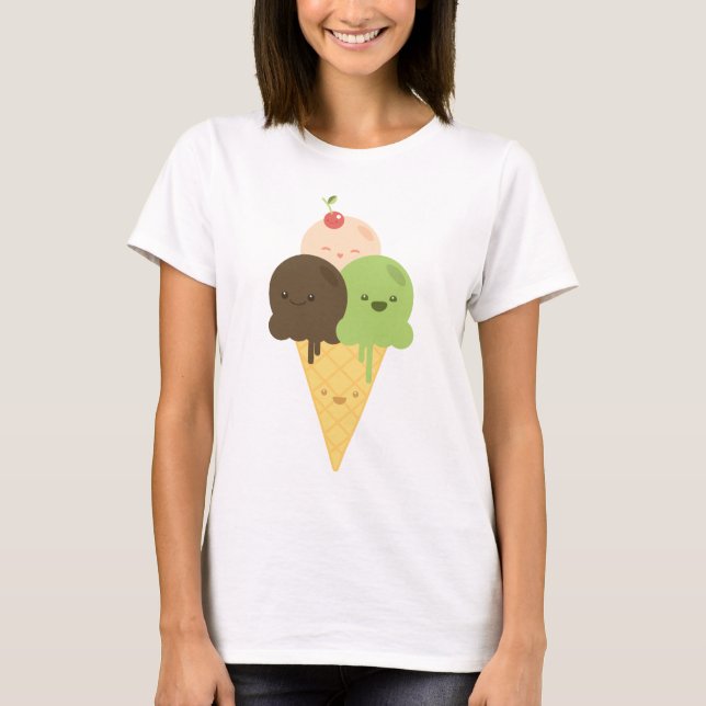 T-shirt Chemise Kawaii Ice Cream Cone (Devant)