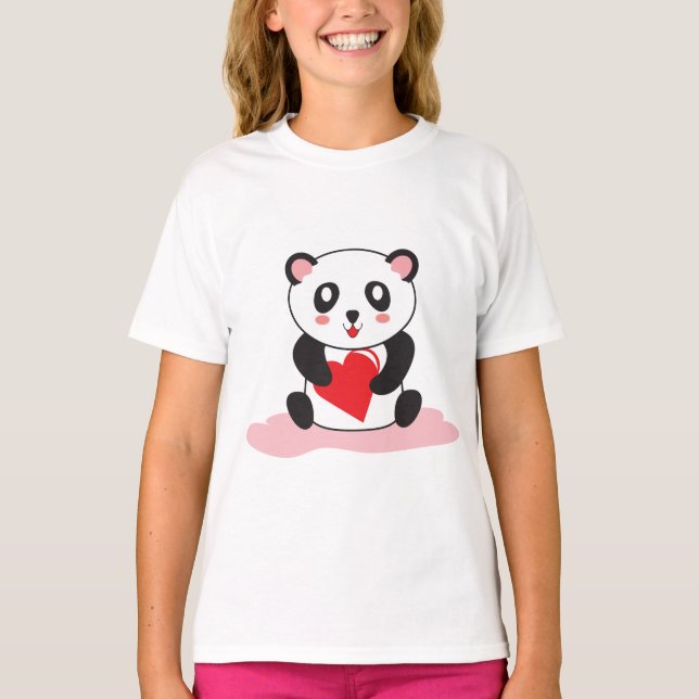 T-shirt Chemise Kawaii Panda pour filles - Mignonne cadeau (Devant)