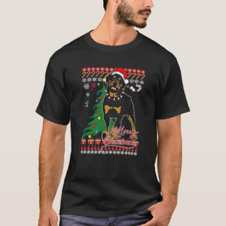 T-shirt Chemise laide de chandail de Noël de rottweiler