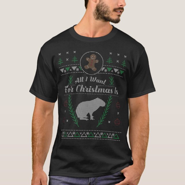 T-shirt Chemise laide de Noël de Capybaras d'animal (Devant)