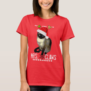 T-shirt Chemise laide de Noël de chat siamois de "Mme