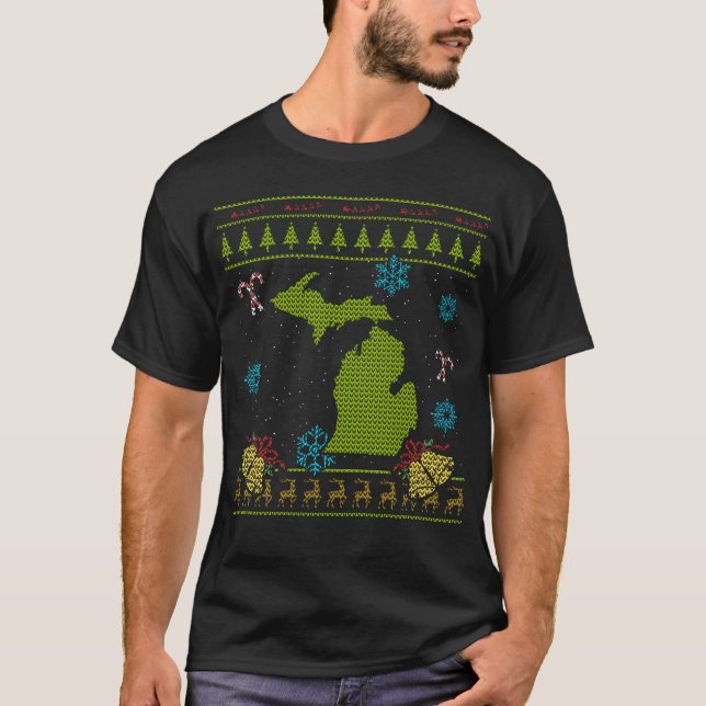 T-shirt Chemise laide de Noël du Michigan (Devant)