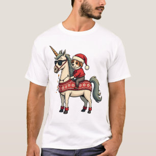 T-shirt Chemise laide de Noël vintage licorne et chien