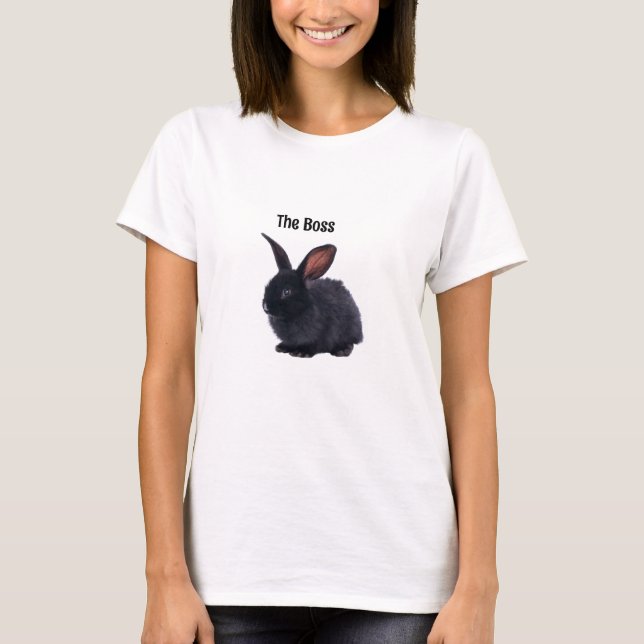 T-shirt Chemise lapin noir customisée (Devant)