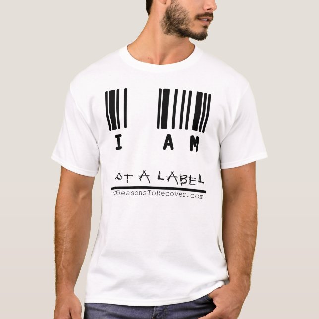 T-shirt Chemise - l'étiquette d'hommes blancs (Devant)
