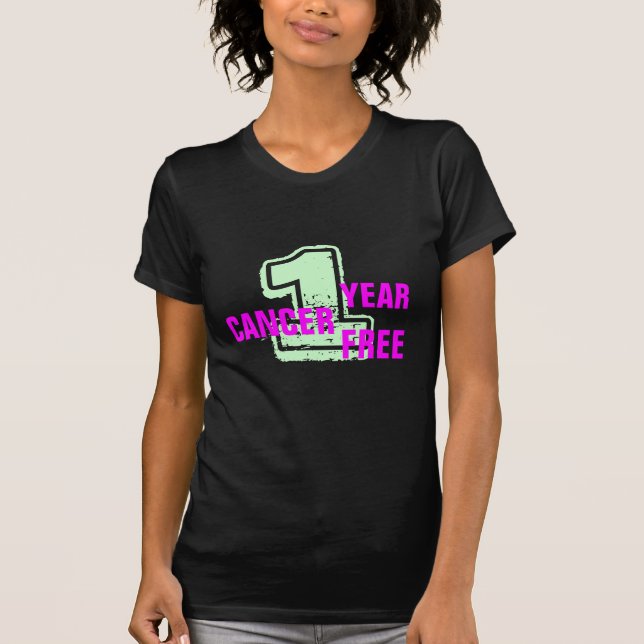 T-shirt Chemise libre de célébration de Cancer de 1 an (Devant)