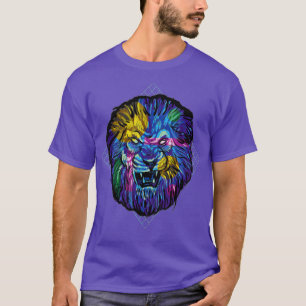 T-shirt Chemise Lion colorée Tête Lion colorée Vapeur en c