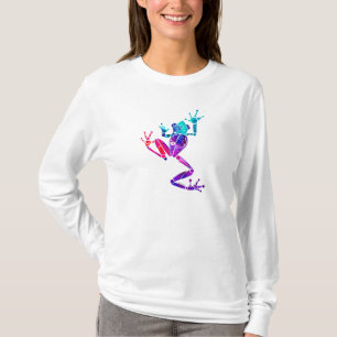 T-shirt Chemise longtemps gainée turquoise et pourpre de
