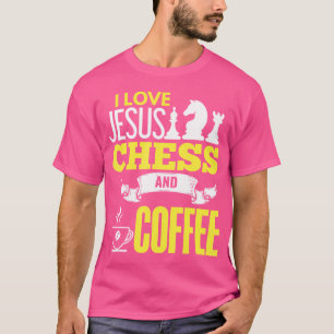 T-shirt Chemise Lover d'échecs Religieux Jésus Café Pla d'
