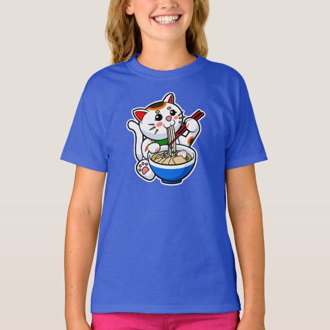 T-shirt Chemise Lucky Cat Ramen Tri-Blend (Devant)