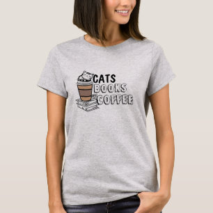 T-shirt Chemise Maman Chat - Livres & Café Lover Tee