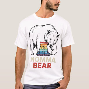 T-shirt Chemise Maman Ours Arc-en-ciel Gravure Vintage Des