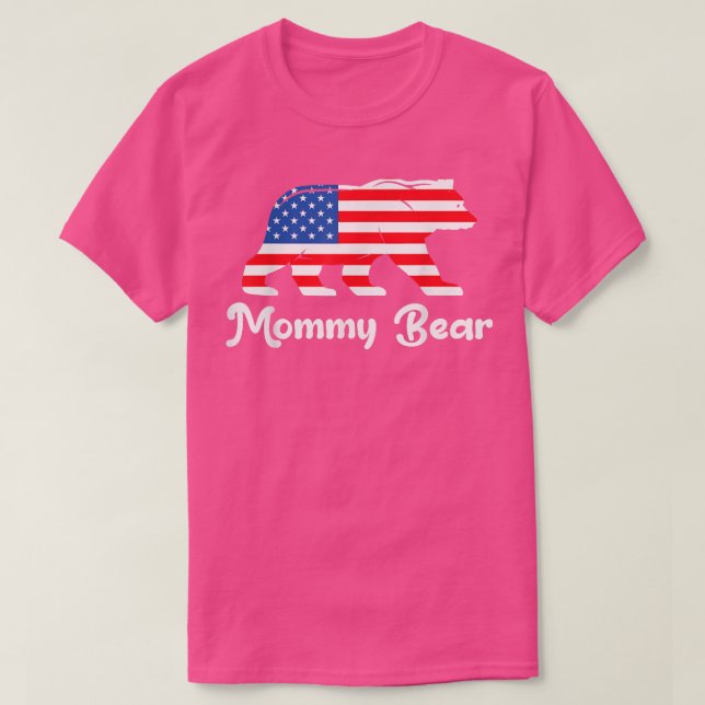 T-shirt chemise maman ours, chemise maman 4 juillet, ours  (Design devant)
