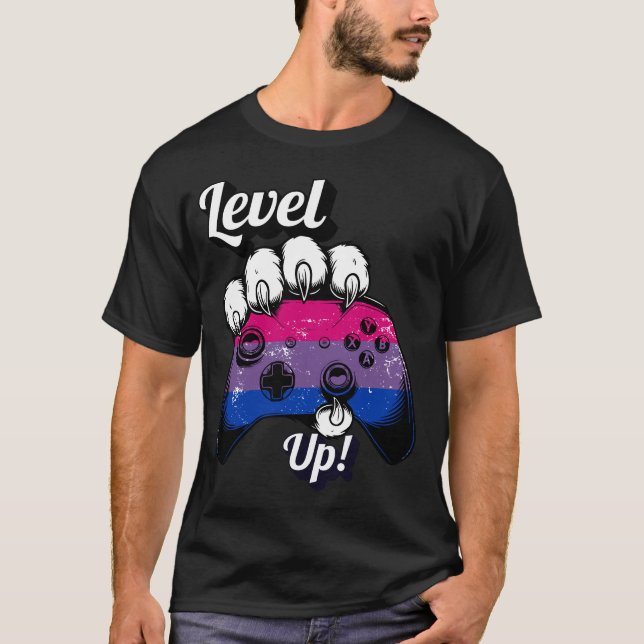 T-shirt Chemise Manette Patte de Tigre Fièrement Bisexuell (Devant)
