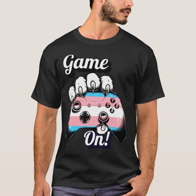 T-shirt Chemise Manette Patte de Tigre Trans Pride Game On (Devant)