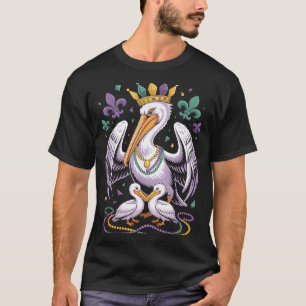 T-shirt Chemise Mardi Gras Pelican Famille Couronne