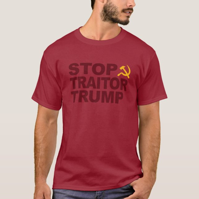 T-shirt Chemise Maroon "Stop Traitor Trump" (Devant)