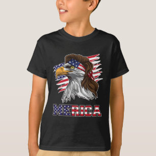 T-shirt Chemise Merica Américain Ld Aigle Mullet Étoiles E