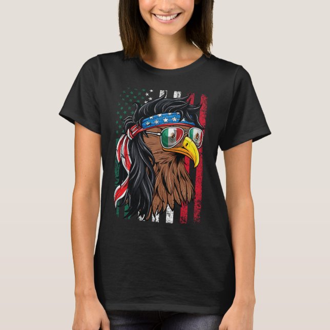 T-shirt Chemise Mexicaine Américaine Mexique Drapeau Améri (Devant)