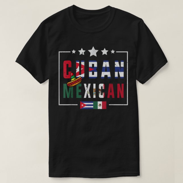 T-shirt Chemise mexicaine et mexicaine Drapeau semi-cubain (Design devant)