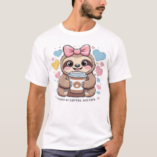 T-shirt Chemise Mignon de Paresseux Amateur de Café � Drôl
