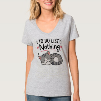 T-shirt Chemise Mignonne Chat Paresseux – LISTE DE CHOSES
