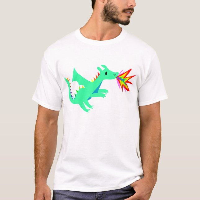 T-shirt Chemise mignonne de dragon d'arc-en-ciel (Devant)