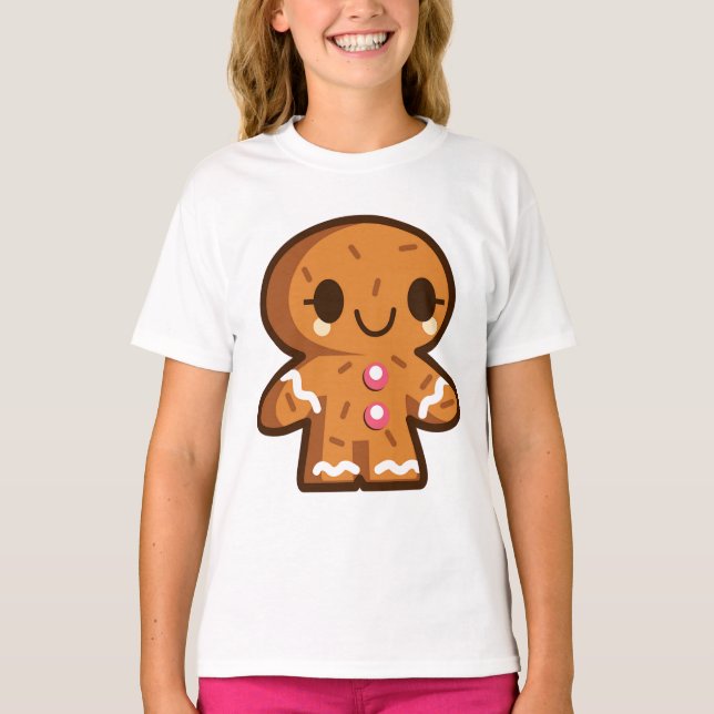 T-shirt Chemise mignonne de filles de Noël de bonhomme en (Devant)