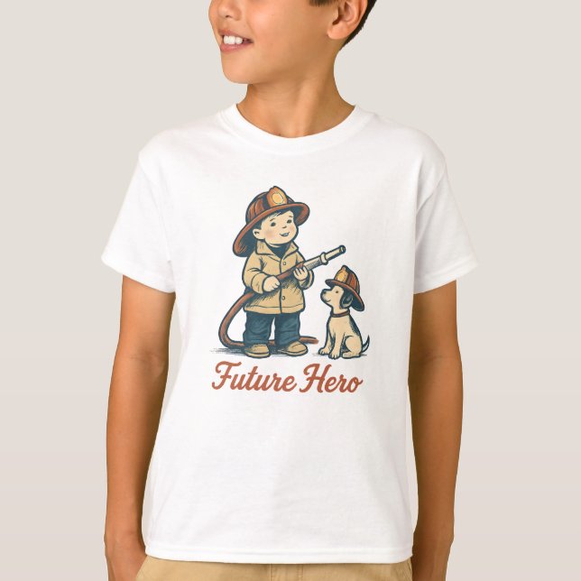 T-shirt Chemise Mignonne de Futur Pompier (Devant)