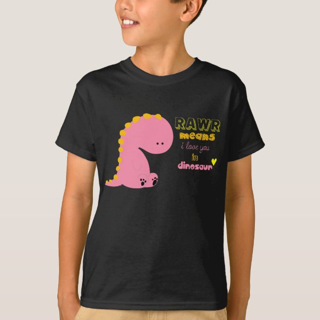 T-shirt chemise mignonne de rawr de dinosaure (Devant)