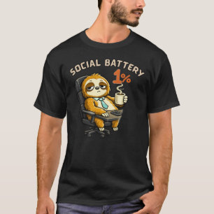 T-shirt Chemise Mignonne Paresseux Batterie Sociale 1% Drô