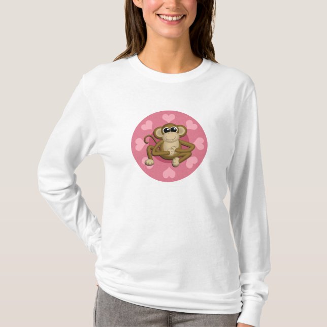 T-shirt Chemise Monkey Me Pink Love (Devant)