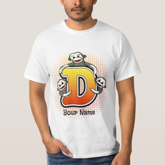 T-shirt Chemise Monogramme D Singe de Chaussette (Devant)