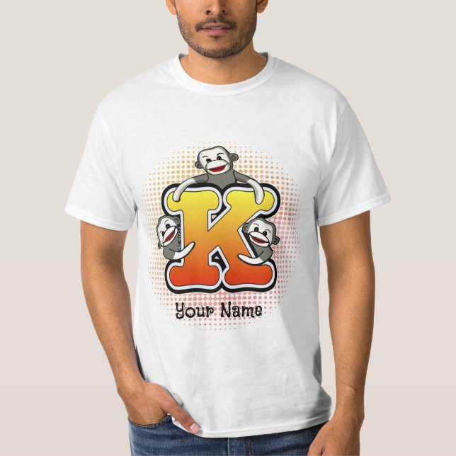 T-shirt Chemise Monogramme K Singe de Chaussette (Devant)